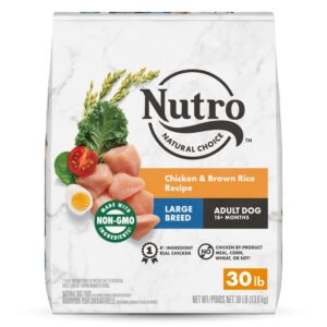nutro natural choice large breed adult dry dog food, chicken & brown rice recipe dog kibble, 30 lb. bag