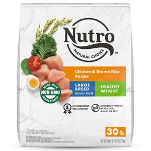 nutro natural choice healthy weight large breed adult dry dog food, chicken & brown rice recipe dog kibble, 30 lb. bag