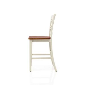 Furniture of America Cherrine Country Style Pub Dining Chair, Oak/Vintage White, Set of 2