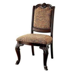 furniture of america ferrara elegant dining chair, brown cherry, set of 2 (idf-3319f-sc)