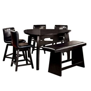 furniture of america hurley morley 6-piece pub dining set, black