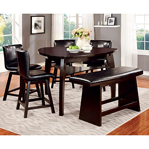 Furniture of America Hurley Morley 6-Piece Pub Dining Set, Black