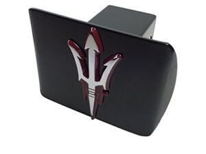 amg arizona state university metal emblem (chrome with maroon trim) on black metal hitch cover