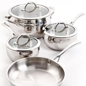 Oster Derrick 7-Piece Stainless Steel Cookware Set with Tempered Glass Lids, Semi Polished