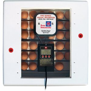 Farm Innovators 4250 Incubator, Circulated Air, Digital LCD Display with Automatic Egg Turner for Improved Hatching, Up to 41 Eggs, Includes Egg Candler and Protective Plastic Shell, Heated Air, White