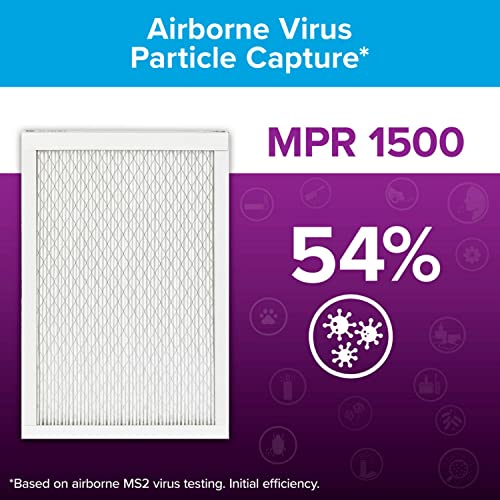 Filtrete 16x30x1 Air Filter, MPR 1500, MERV 12, Healthy Living Ultra-Allergen 3-Month Pleated 1-Inch Air Filters, 2 Filters