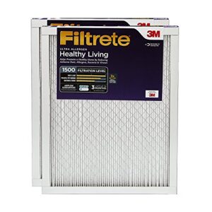 filtrete 18x24x1 air filter, mpr 1500, merv 12, healthy living ultra-allergen 3-month pleated 1-inch air filters, 2 filters