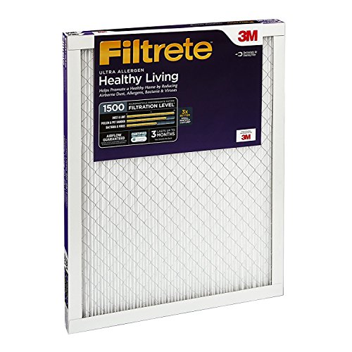 Filtrete 18x24x1 Air Filter, MPR 1500, MERV 12, Healthy Living Ultra-Allergen 3-Month Pleated 1-Inch Air Filters, 2 Filters