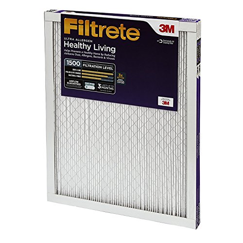 Filtrete 18x24x1 Air Filter, MPR 1500, MERV 12, Healthy Living Ultra-Allergen 3-Month Pleated 1-Inch Air Filters, 2 Filters
