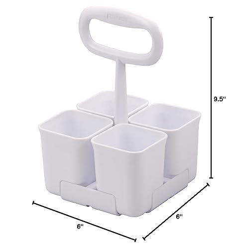 Stanley Removable 4 Cup Office Supplies Organizer Caddy for Scissors, Pens, Pencils, Notepads Art Supplies and other Desk Essentials, White (SCICAD)