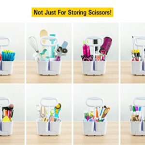 Stanley Removable 4 Cup Office Supplies Organizer Caddy for Scissors, Pens, Pencils, Notepads Art Supplies and other Desk Essentials, White (SCICAD)