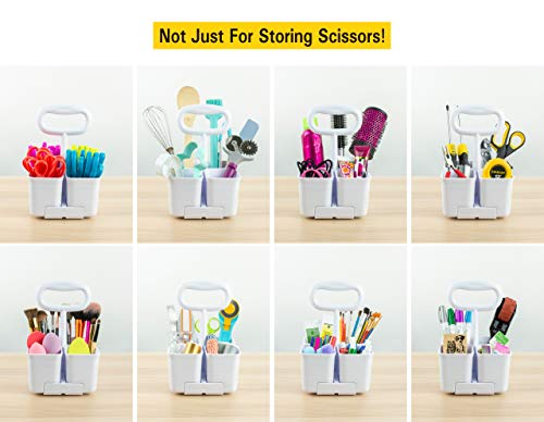 Stanley Removable 4 Cup Office Supplies Organizer Caddy for Scissors, Pens, Pencils, Notepads Art Supplies and other Desk Essentials, White (SCICAD)