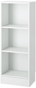 tvilum element narrow 3 shelf bookcase, short, white