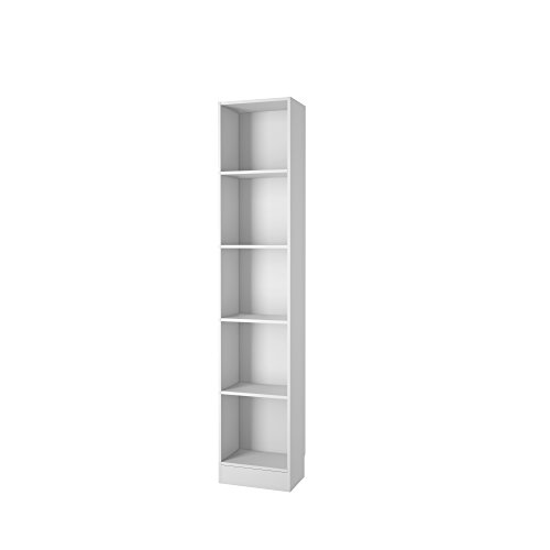 Tvilum Element 5 Shelf Narrow Bookcase, White