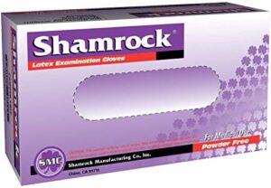 shamrock 10112-medium-100 count, latex examination glove, no powder, fully textured, medical grade, safe for food, strong latex gloves