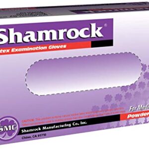 Shamrock 10112-Medium-100 count, Latex Examination Glove, No Powder, Fully Textured, Medical Grade, Safe for Food, Strong Latex Gloves
