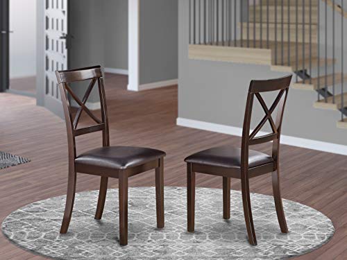 East West Furniture WHI-W Dining Chairs, Faux Leather Upholstered Seat, Boc-cap-lc