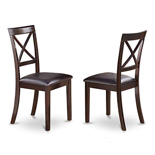 East West Furniture WHI-W Dining Chairs, Faux Leather Upholstered Seat, Boc-cap-lc