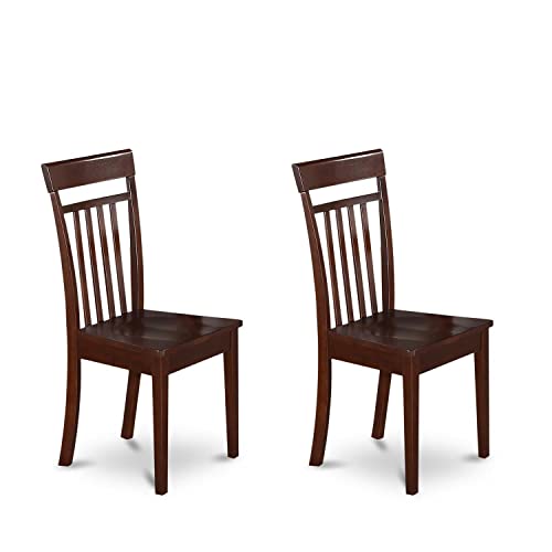 East West Furniture CAC-MAH-W Dining Chairs, Wood Seat