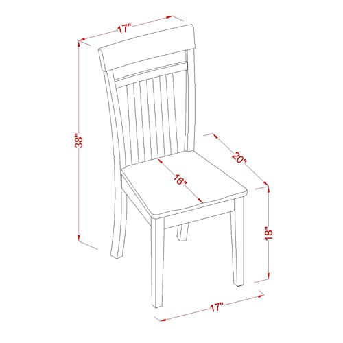 East West Furniture CAC-MAH-W Dining Chairs, Wood Seat