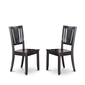 east west furniture dudley dining chairs, wood seat, duc-blk-w
