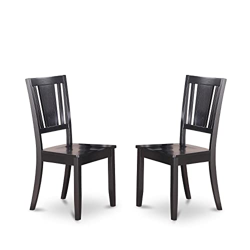 East West Furniture Dudley Dining Chairs, Wood Seat, DUC-BLK-W