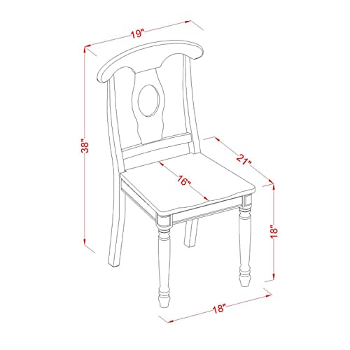 East West Furniture Kenley Kitchen Dining Napoleon Back Wood Seat Chairs, Set of 2, Buttermilk & Cherry