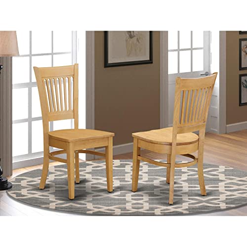 East West Furniture VAC-OAK-W Dining Chairs, Wood Seat