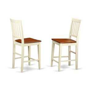 East West Furniture Vernon Counter Bar Stool-Pub Height Wooden Chairs, Set of 2, Buttermilk & Cherry