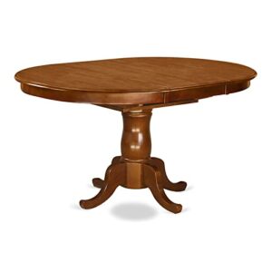east west furniture pot-sbr-tp portland modern dining table - an oval kitchen table top with butterfly leaf & pedestal base, 42x60 inch, saddle brown