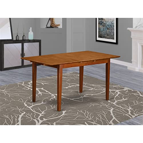East West Furniture PST-SBR-T Picasso Dining Table - a Rectangle Wooden Table Top with Butterfly Leaf, 32x60 Inch, Saddle Brown