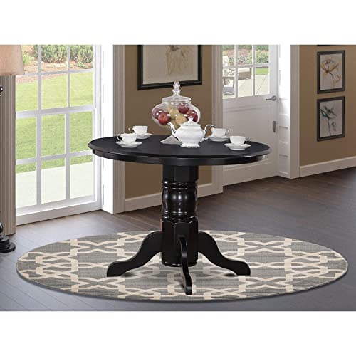 East West Furniture SHT-BLK-TP Shelton Kitchen Dining Table - a Round Wooden Table Top with Pedestal Base, 42x42 Inch, Black & Cherry