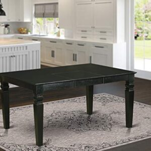 East West Furniture Kitchen Wet-BLK-T Dining Room Table Rectangular Tabletop and 60 x 42 x 30-Black Finish