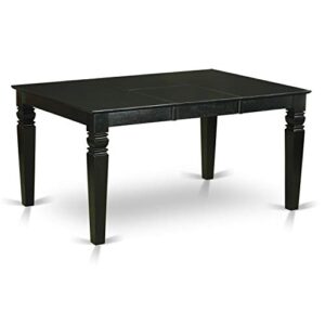 East West Furniture Kitchen Wet-BLK-T Dining Room Table Rectangular Tabletop and 60 x 42 x 30-Black Finish