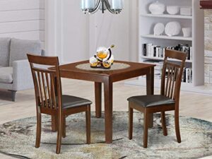 east west furniture oxca3-mah-lc oxford 3 pc set with a dining table and 2 kitchen chairs in mahogany, 3 piece