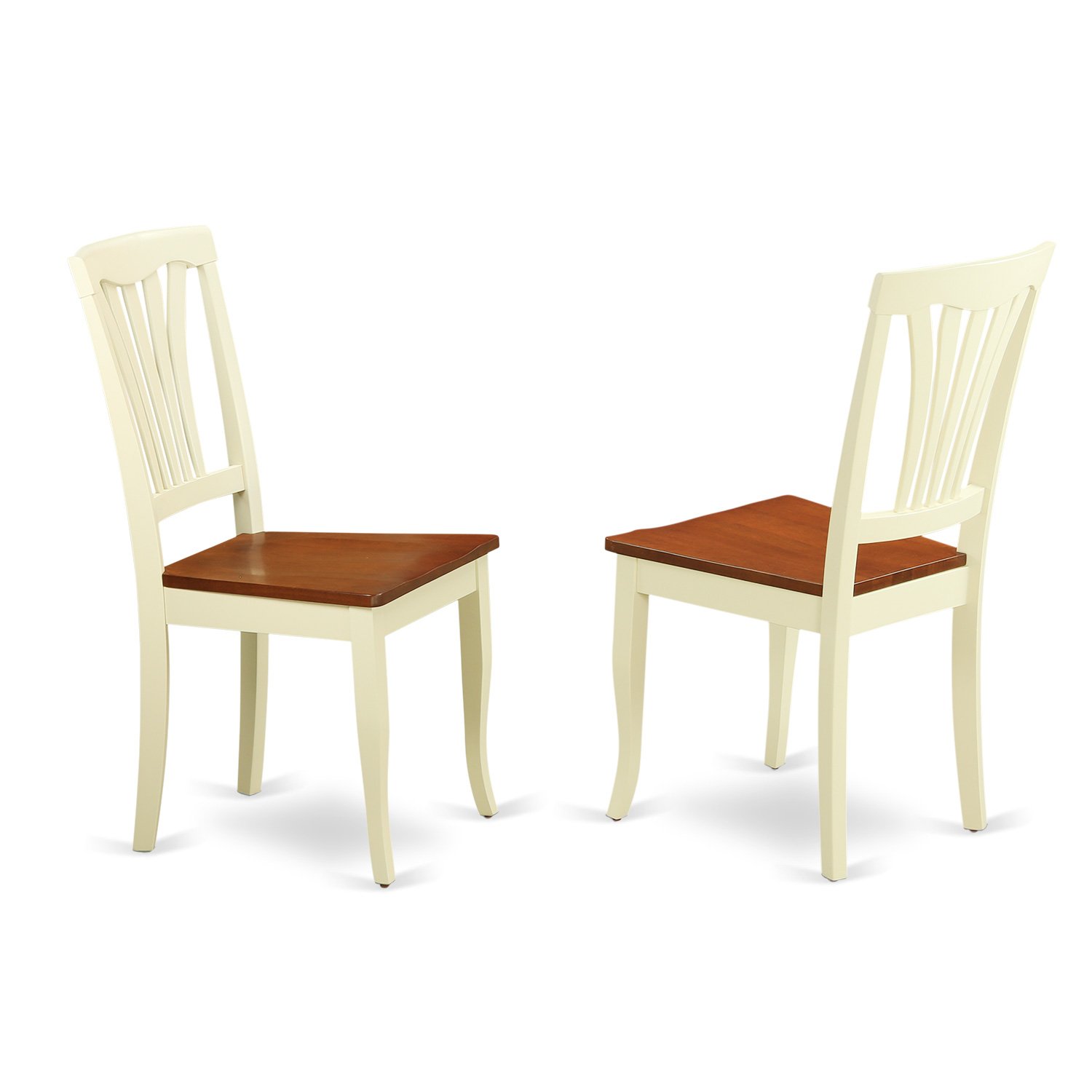 East West Furniture ANAV3-WHI-W 3 Piece Dinette Set for Small Spaces Contains a Round Room Table with Pedestal and 2 Kitchen Dining Chairs, 36x36 Inch, Buttermilk & Cherry