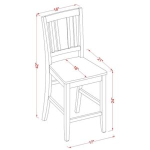 East West Furniture Buckland 5 Piece Counter Height Set Includes a Rectangle Dining Room Table and 4 Wood Seat Chairs, 30x48 Inch, Mahogany