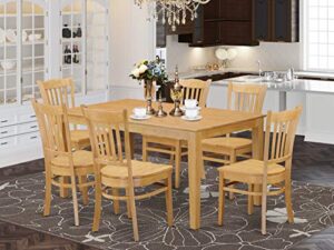 east west furniture capri 7 piece kitchen set consist of a rectangle table and 6 dining chairs