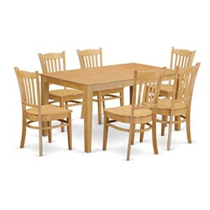 East West Furniture Capri 7 Piece Kitchen Set Consist of a Rectangle Table and 6 Dining Chairs
