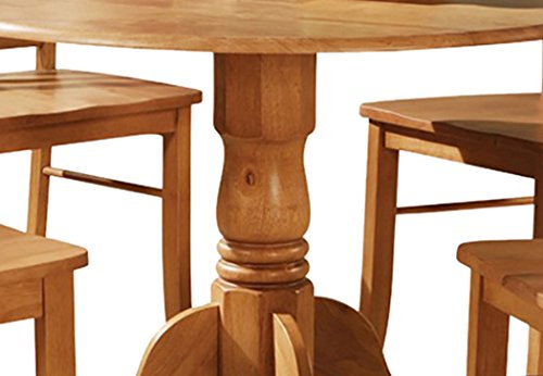 East West Furniture Dublin 5 Piece Kitchen Set for 4 Includes a Round Room Table with Dropleaf and 4 Dining Chairs, 42x42 Inch, Oak