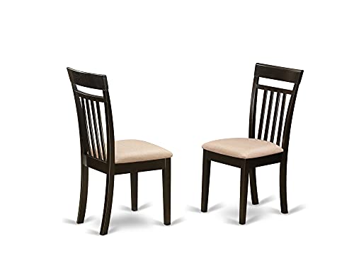 East West Furniture HLCA5-CAP-C 5 Piece Dinette Set for 4 Includes a Round Dining Room Table with Pedestal and 4 Linen Fabric Kitchen Dining Chairs, 42x42 Inch, Cappuccino