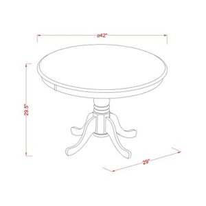 East West Furniture HLPF3-CAP-C 3 Piece Dining Room Furniture Set Contains a Round Kitchen Table with Pedestal and 2 Linen Fabric Upholstered Dining Chairs, 42x42 Inch, Cappuccino