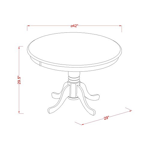 East West Furniture HLPF3-CAP-C 3 Piece Dining Room Furniture Set Contains a Round Kitchen Table with Pedestal and 2 Linen Fabric Upholstered Dining Chairs, 42x42 Inch, Cappuccino
