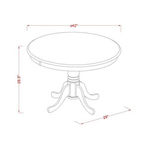 East West Furniture HLLY5-CAP-W 5 Piece Dining Set Includes a Round Dining Table with Pedestal and 4 Kitchen Chairs, 42x42 Inch, Cappuccino