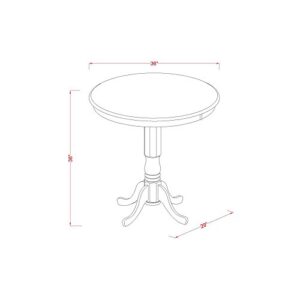 East West Furniture JAVN5-WHI-W 5 Piece Counter Height Dining Set Includes a Round Dining Table with Pedestal and 4 Kitchen Chairs, 36x36 Inch, Buttermilk & Cherry