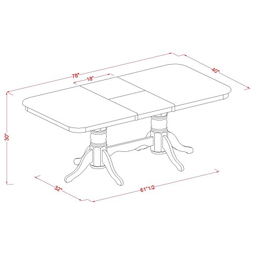 East West Furniture NAAV9-SBR-C Dining Set, Linen Fabric Seat