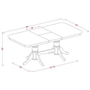 East West Furniture NANA7-SBR-C Dining Table Set, 7-Piece