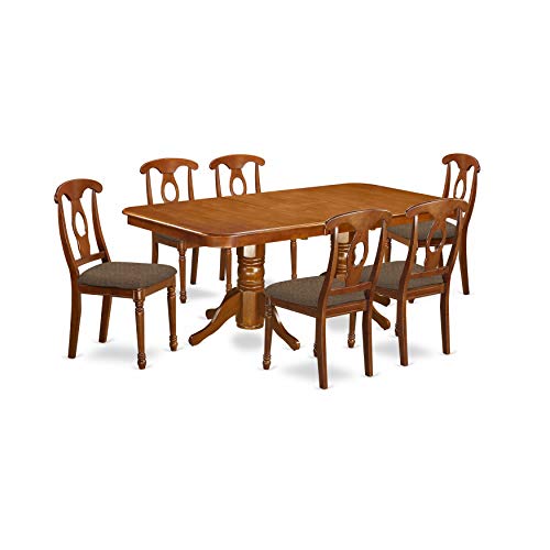 East West Furniture NANA7-SBR-C Dining Table Set, 7-Piece