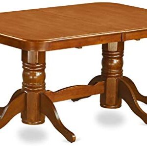 East West Furniture NAPO9-SBR-W 9 Piece Kitchen Table Set Includes a Rectangle Dining Table with Butterfly Leaf and 8 Dining Room Chairs, 40x78 Inch, Saddle Brown