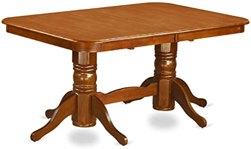 East West Furniture NAPO9-SBR-W 9 Piece Kitchen Table Set Includes a Rectangle Dining Table with Butterfly Leaf and 8 Dining Room Chairs, 40x78 Inch, Saddle Brown
